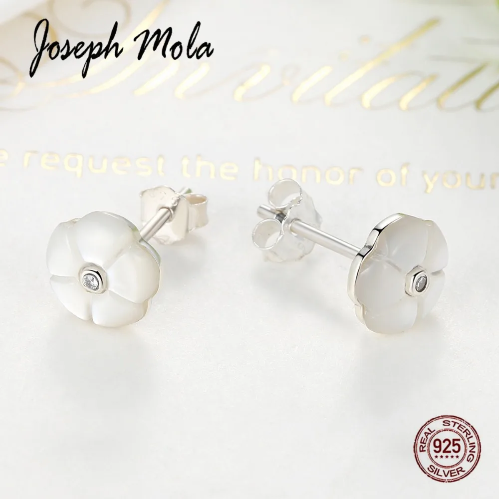 Joseph Mola 925 пробы серебряные серьги-гвоздики ручной работы с натуральным цветком