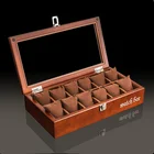 Деревянный чехол для часов, 12 отделений, модный черный чехол для хранения часов, s со словами, для механических часов, W042