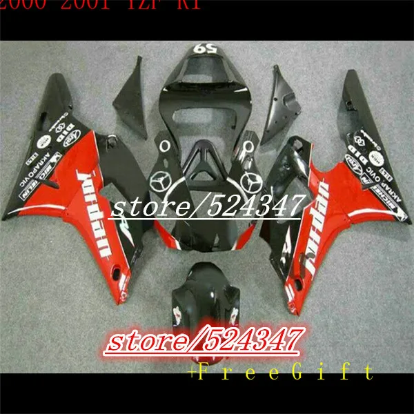 

Hey-Fairing 2000 2001 YZFR1 red black ABS Fairings For YZFR1 2000 2001 Fairing Set Fit For YZF R1 20 for Yamaha