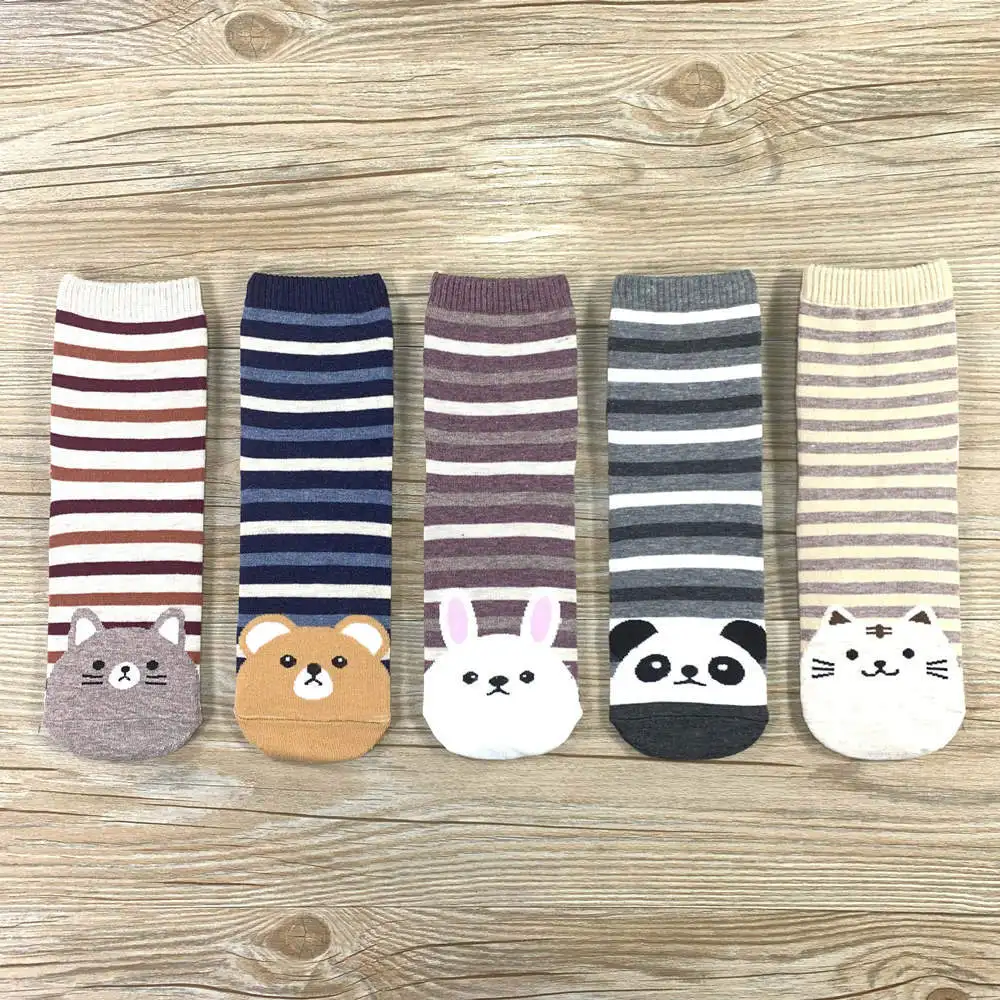 5 pairs of socks Женские носки,, новые носки для девушек, мультяшный мопс, милый рисунок, хлопок, подарок, забавные Женские носочки - Цвет: 5 pairs of socks