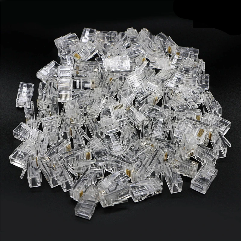 100 шт. прозрачные 8pin RJ45 Модульные штекеры адаптер сетевого кабеля для Cat5 Cat5e Cat6 Rj 45
