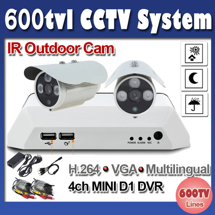 2015 4CH главная мини dvr 2 шт. 600TVL ик открытый полукабина камеры видеонаблюдения