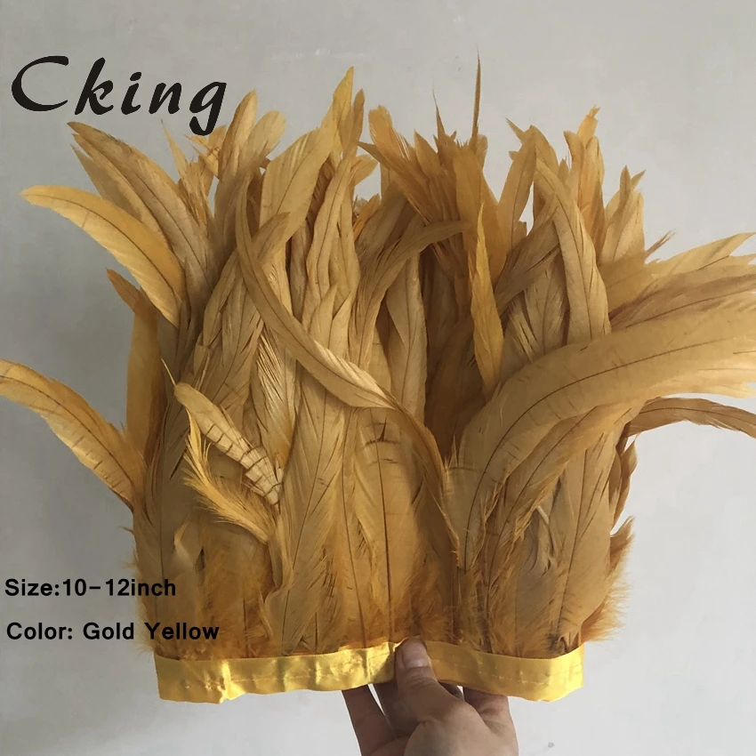 

Золотисто-желтая курица с перьями из хвоста петуха планки ленты платье юбка одежда с бахромой перья фазана для поделок ювелирных изделий