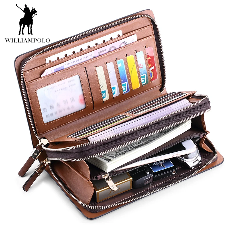 Wilampolo, натуральная кожа, большая емкость, сумка, кошелек, для мужчин, бизнес, для мобильного телефона, для карт, id, держатели, ремешок, двойная молния