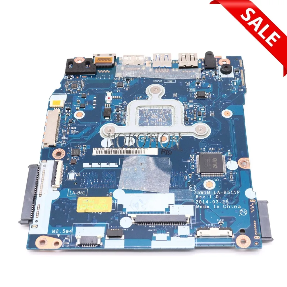 NOKOTION материнская плата для ноутбука acer ES1-511 Z5W1M LA-B511P SR1W2 N3530 2,167 ГГц NBMML11003 основная плата полностью протестирована