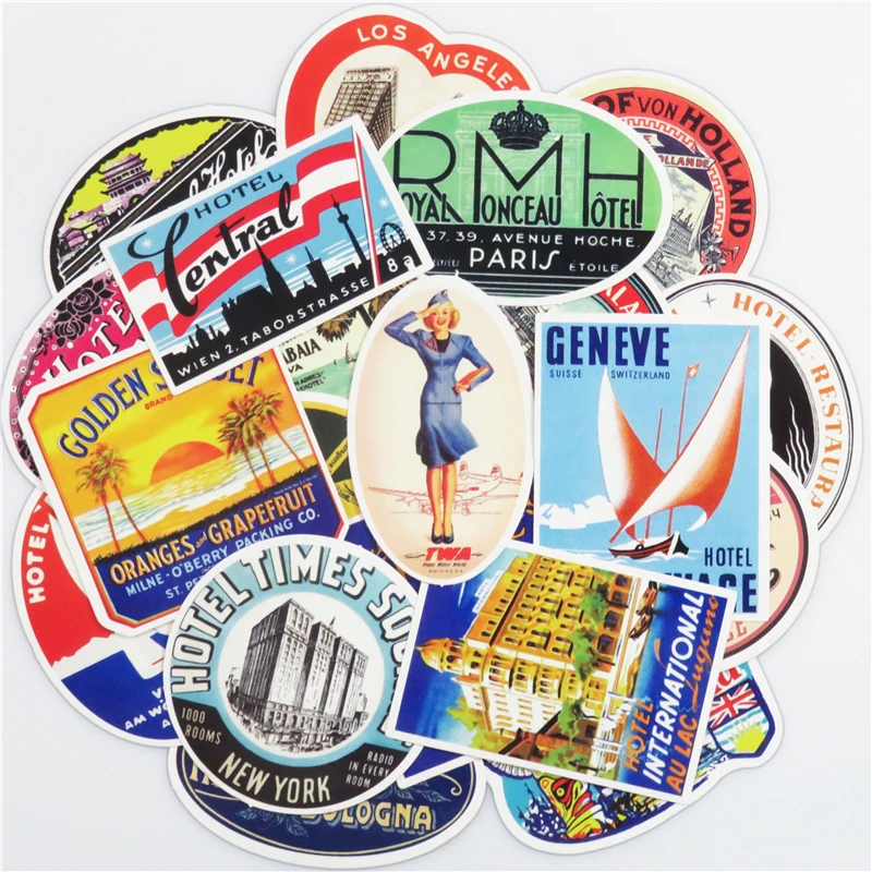 Mix 55 шт. Ретро стиль путешествия отель Логотип наклейки с гавайской тематикой для