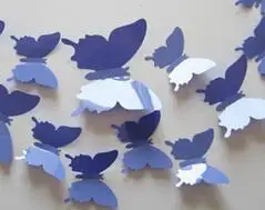 purple 12 шт. ПВХ 3d бабочка домашний декор маленькая Европа милые цветные настенные наклейки красные Переводные картинки с бабочками украшения - Цвет: purple