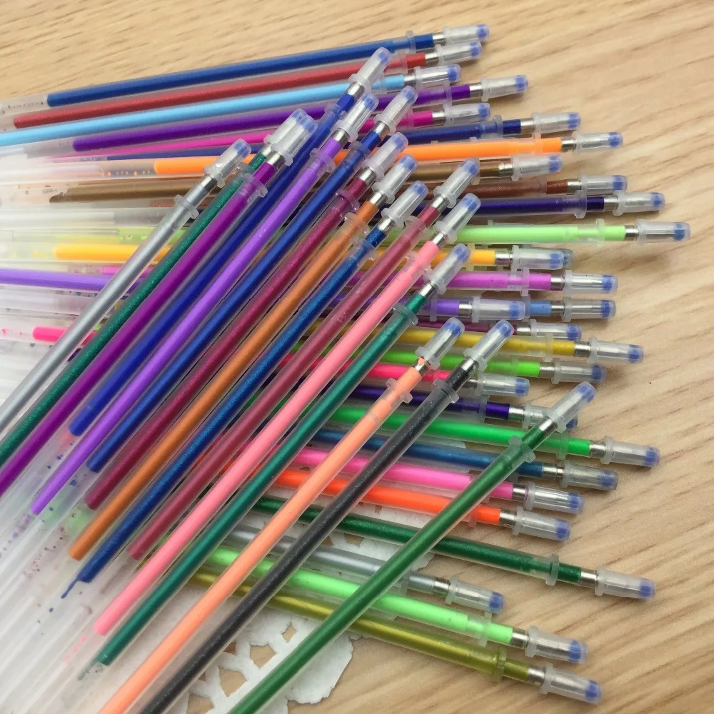 48 шт./компл. вспышка Заправка для гелевой ручки цветная полностью блестящая