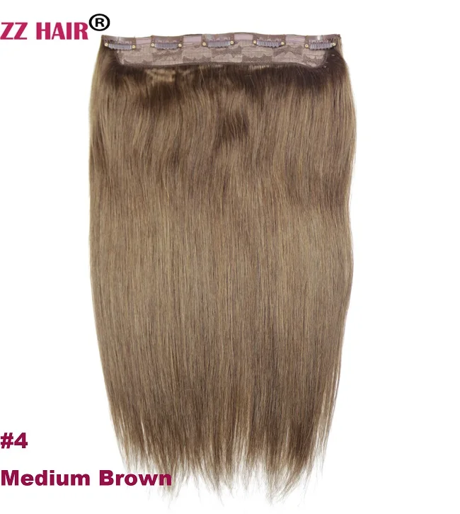 ZZHAIR 80 г 100 г 1" 18" 2" Искусственные волосы одинаковой направленности волос один кусок набор 5 зажимов в человеческие волосы для наращивания 1 шт Натуральные Прямые - Цвет: #4