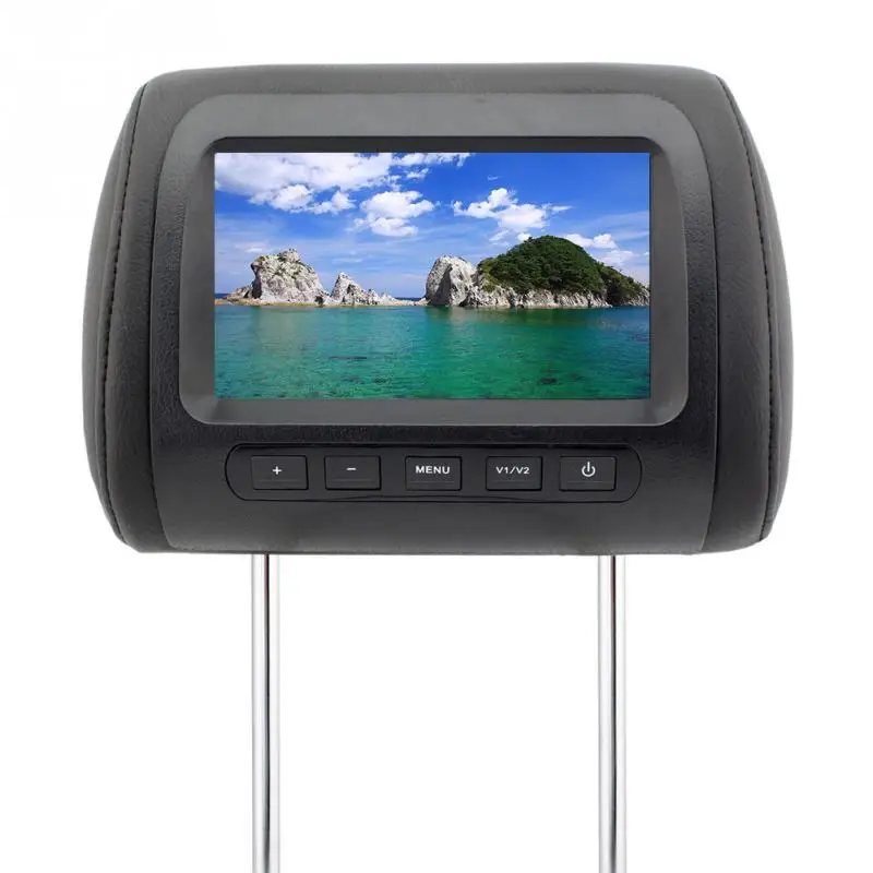 7 Inch Universal Digital Seat Back car Headrest Monitor Video Support Camera LED Screen Display Multi Media Car Built In Speaker - Цвет: black with IR FM