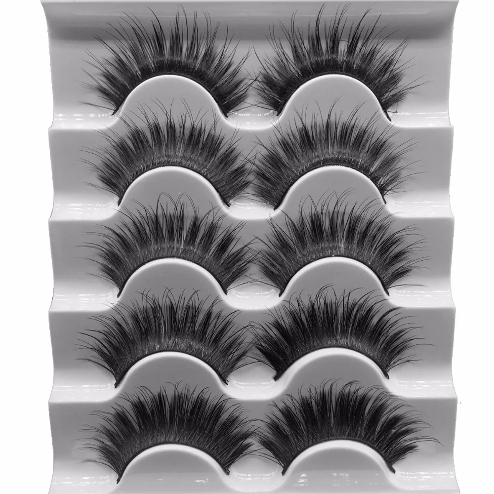 5 пар накладных ресниц из норки смешанные мягкие натуральные крестовые длинный