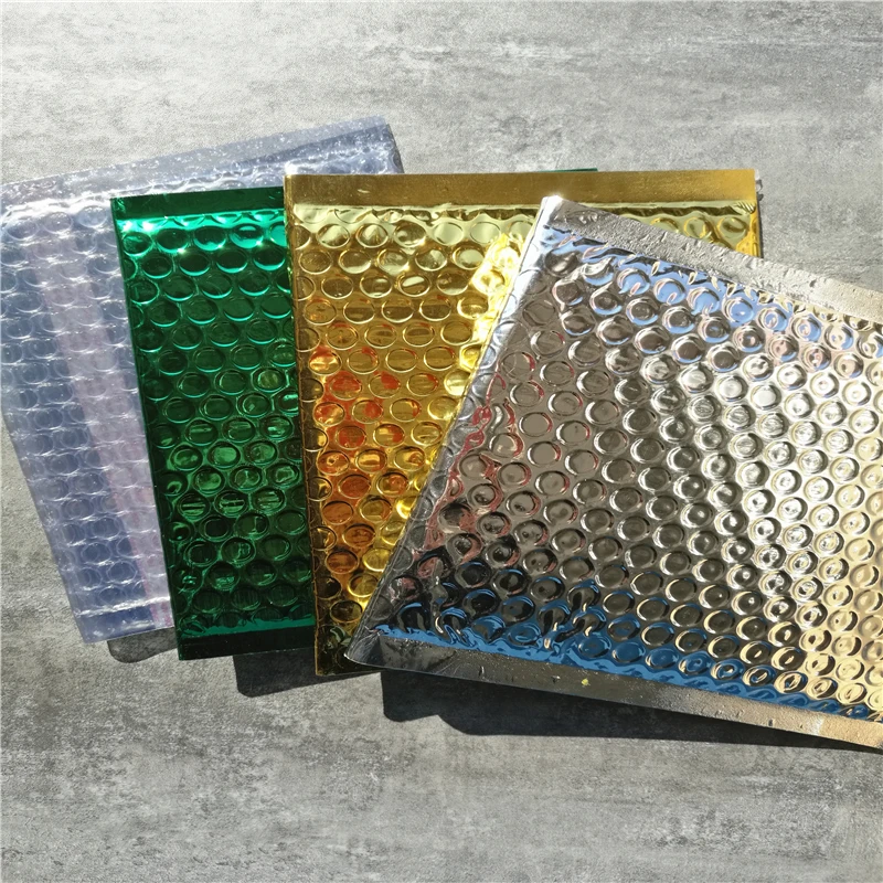 Bolsa de papel de aluminio con burbujas para regalo, bolsa de embalaje met&aacute;lica dorada de 15x13cm (5,91 ''x 5,12), 600 piezas-3