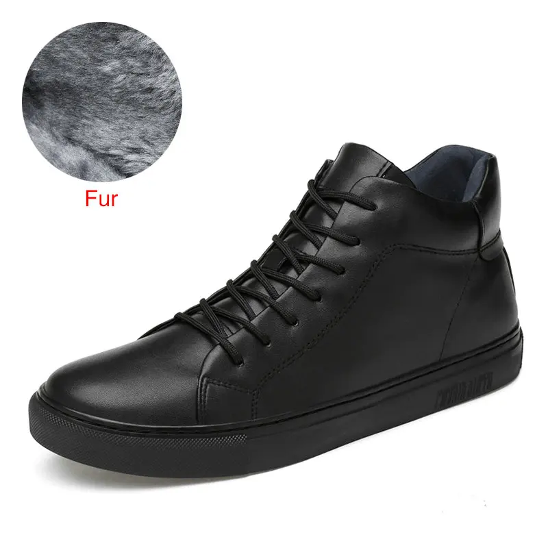 Fur Black DEKABR/Лидер продаж года; Новое поступление; модные мужские ботинки ручной работы; классические черные ботинки; сезон осень-зима; Теплые ботильоны из натуральной кожи - Цвет: Fur Black