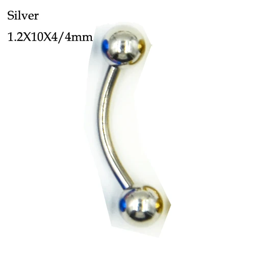 Silver 16 г Красочные Титановые анодированные шарики Изогнутые Брови Штанги Пирсинг банан дя бровей ухо спиральный для хряща трагус пирсинг ювелирные изделия - Окраска металла: Silver