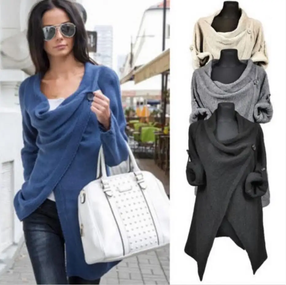 2020 Cardigan Fashion Women's Sweater Long Sleeve Knit Jacket Casual Irregular Spring and Autumn Cardigans 9655 |