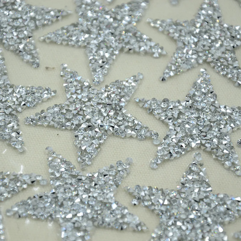 Блестящие нашивки Стразы с изображением пятиконечной звезды модная блестящая