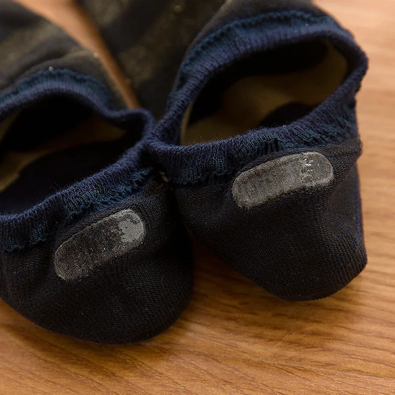 Носки мужские в полоску хлопок 5 пар/лот невидимые темно-синие с рисунком звезд