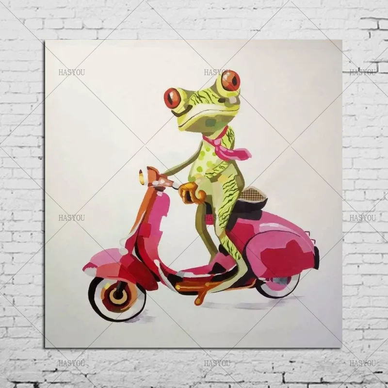 100% ручная роспись абстрактная краска лягушка животные масляная Настенный декор