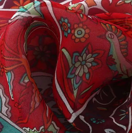 

100% real silk flower print soft double use summer scarf for women