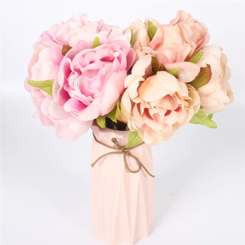 Шелковый Свадебный букет пиона с 6 бутонами искусственный цветок украшение для