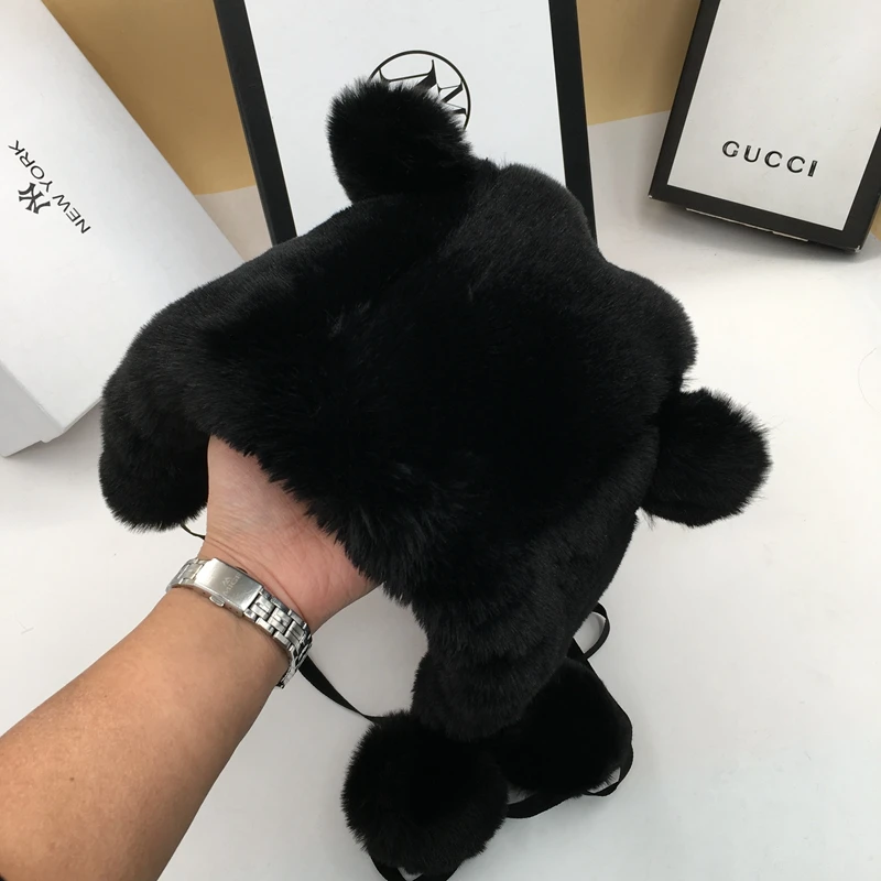 Bear ear imitation fur hat lovely of female fashion lei feng pure color protective warm | Аксессуары для одежды