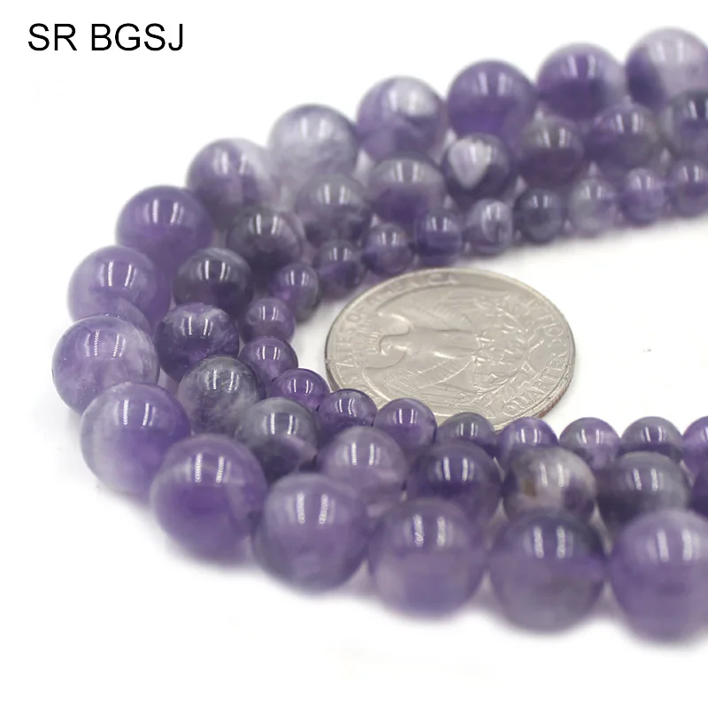 Free Ship 6 8 10 12mm Round Stones Purple Quartz Dream Lace Amethysts Jewelry Findings Accessories Loose Beads Strand 15&quot|Бусины| |