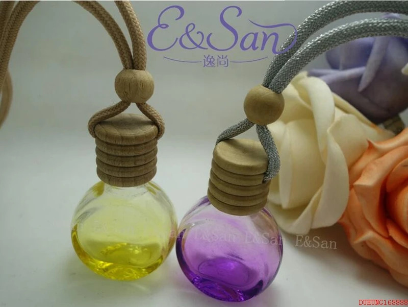

10ML Car Decoration flat color glass perfume pendant car hanging bottle 300pcs/lot