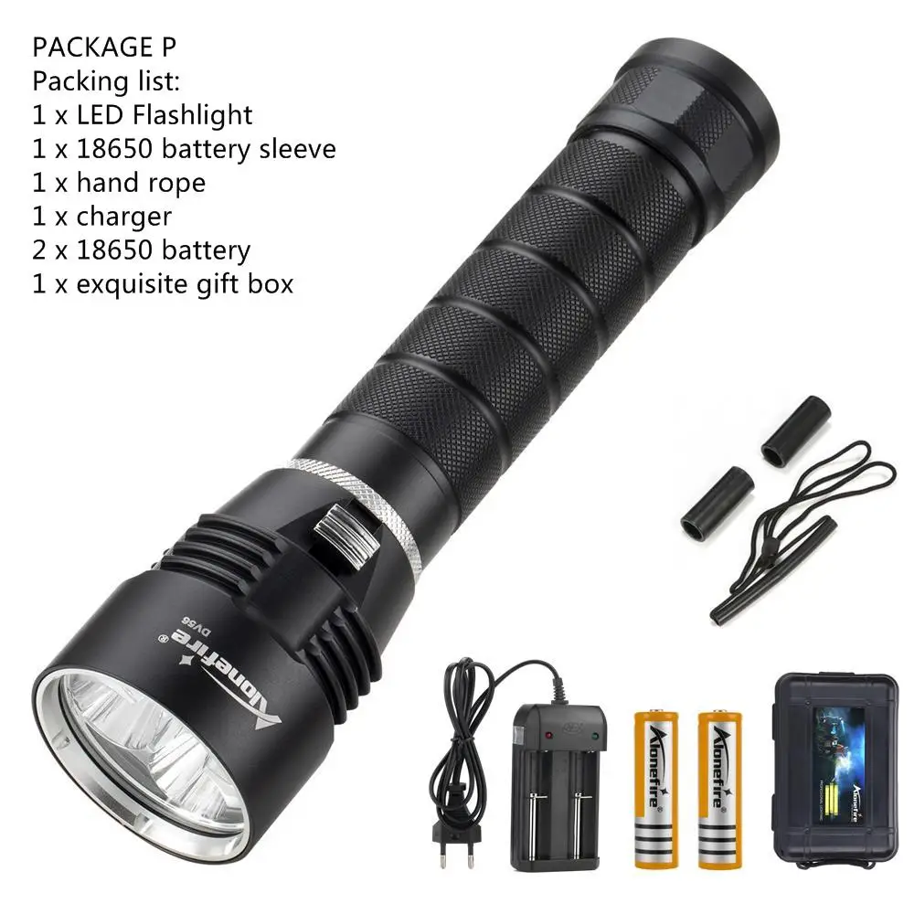 PACKAGE P AloneFire DV56 15000Lums дайвинг вспышка светильник 5 x L2 Дайвинг светодиодный фонарь лампа 200 м подводный Водонепроницаемый вспышка светильник фонарь светильник - Испускаемый цвет: PACKAGE P