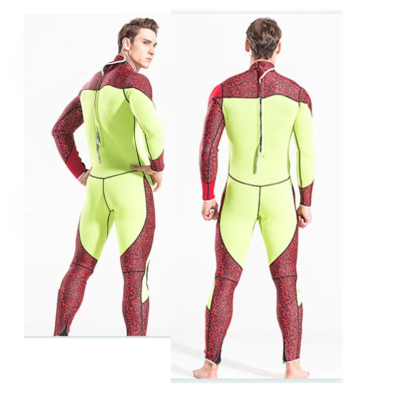 Мужской гидрокостюм из неопрена премиум класса 3 мм с молнией сзади желтый