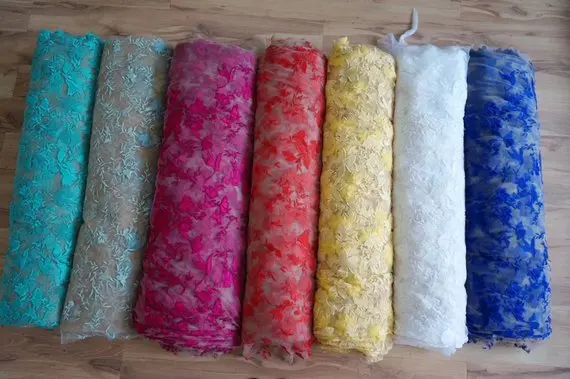 

2019 latest French lace Skirt swing,RED heavy embroidery lace fabric with 3d florals super delicate fabric