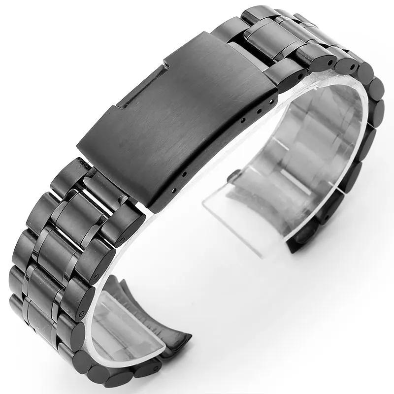 

Stainless Steel Watch Band 18mm 20mm 22mm 24mm Strap Wristband Curved End Watch Strap Double Lock Buckle Replacement Wrist Belt
