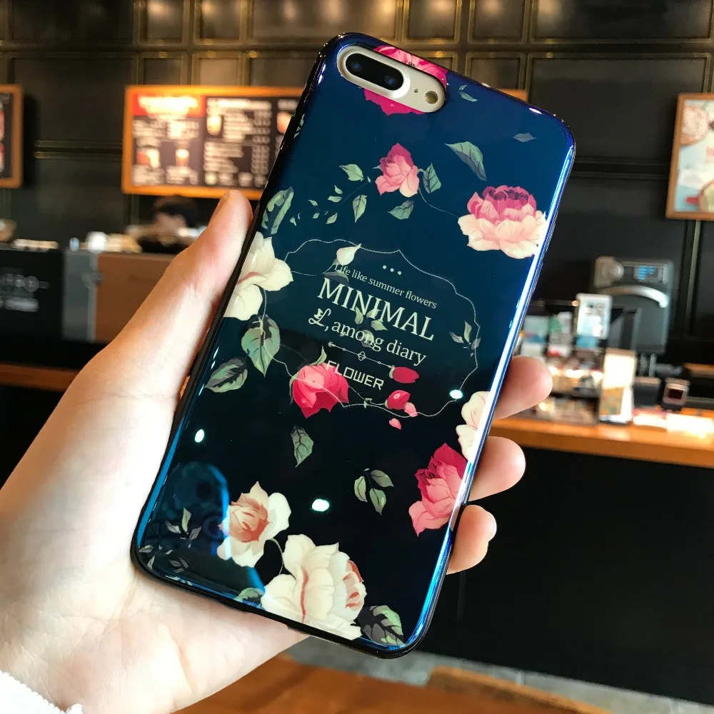 Чехол Синий луч для Apple iPhone 7 8X6 6s Plus 8 TPU Мягкий силиконовый чехол красивые цветы