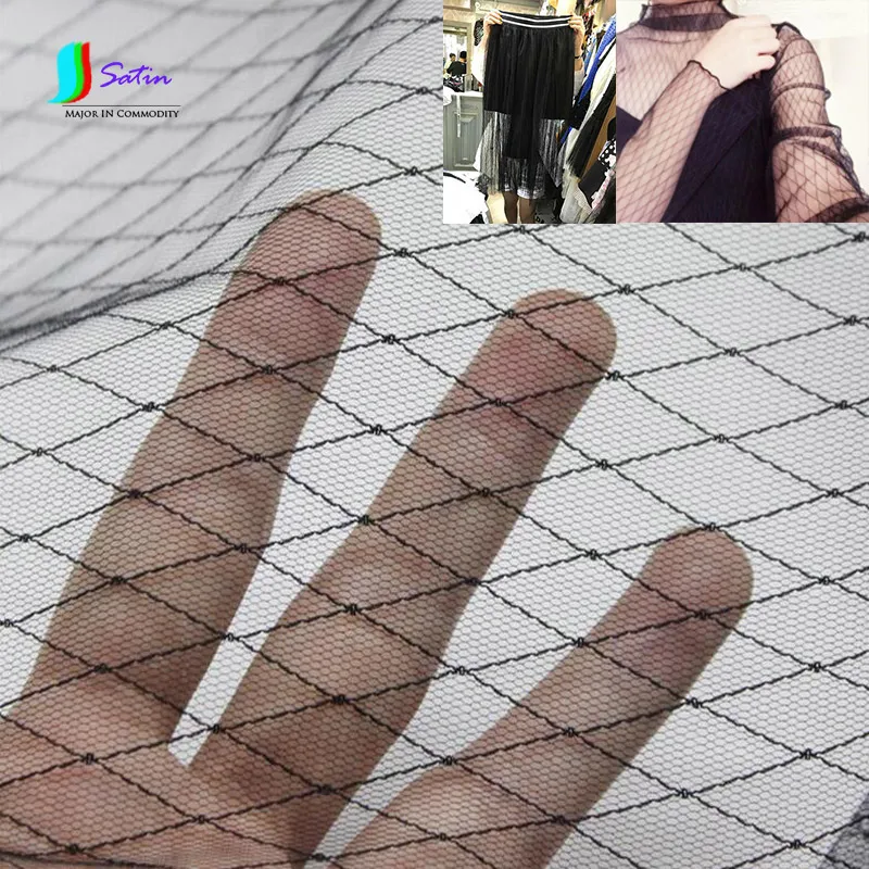 Черный белый цвет Ясновидящий Diamond сетки полые кружево вуаль джемпер ткань S0131L |