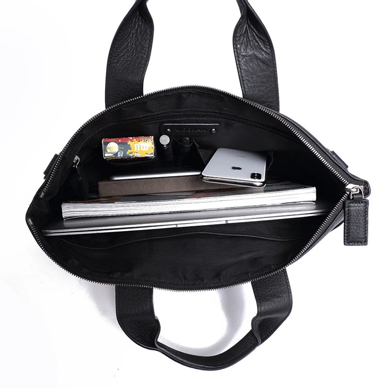 

WOONAM Men Bag Men Briefcase Tablet Bag Luxury Business Bag Top Grain Genuine Calf Leather Notebook Bag Top Handle BG1016