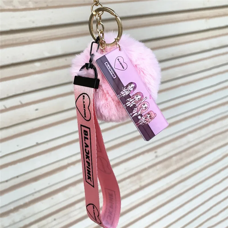 GA Pinksee Kpop брелок с шариком Веревка Держатель BLACKPINK GOT7 два раза SEVENTEEN WANNAONE мягкий меховой шар брелок Подвеска Украшения - Цвет: GA