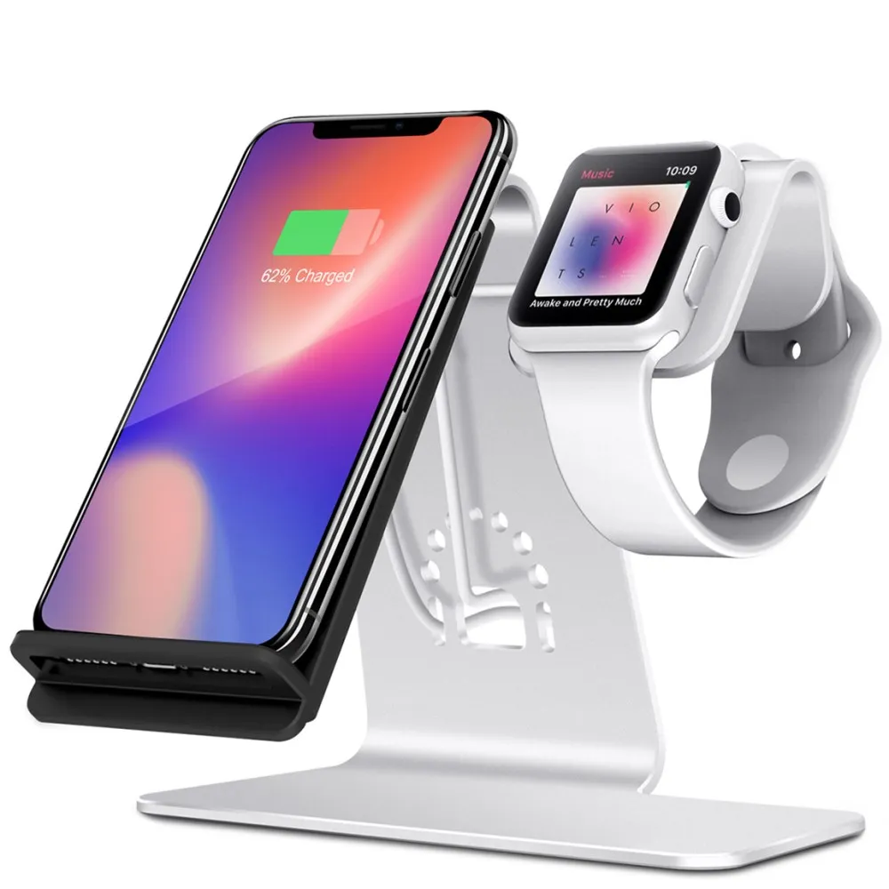10 Вт Qi Беспроводное зарядное устройство для iPhone X XS 8 Plus 2 в 1 держатель быстрой