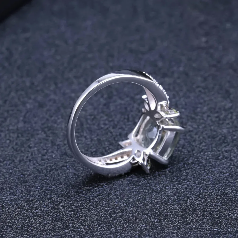 GEM'S BALLET 3.47Ct натуральный зеленый аметист драгоценный камень кольцо 925 пробы серебряные Свадебные обручальные кольца для женщин хорошее ювелирное изделие