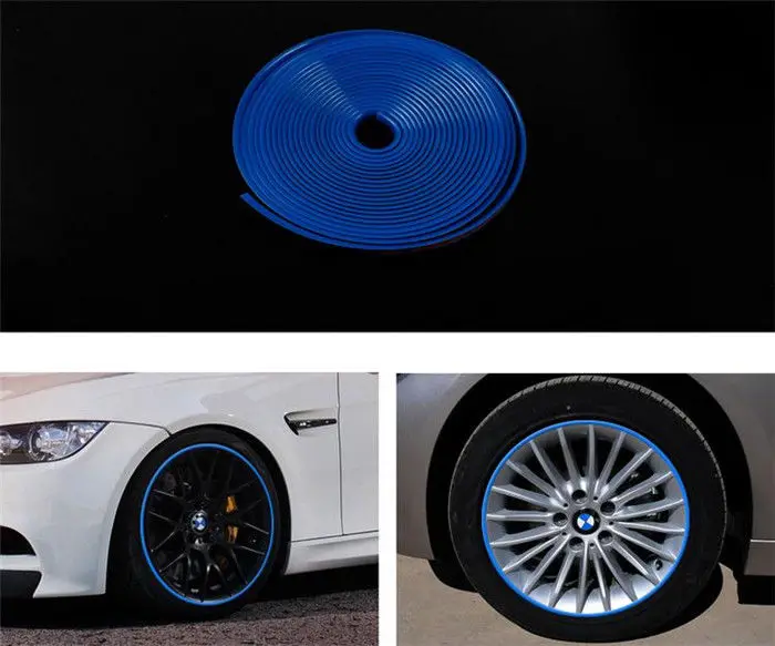 

8M / Roll Blue Color Car Alloy Wheel Rim Protector Tyres Tire Guard Rubber Moulding Car Styling Car stickers Automotive trim