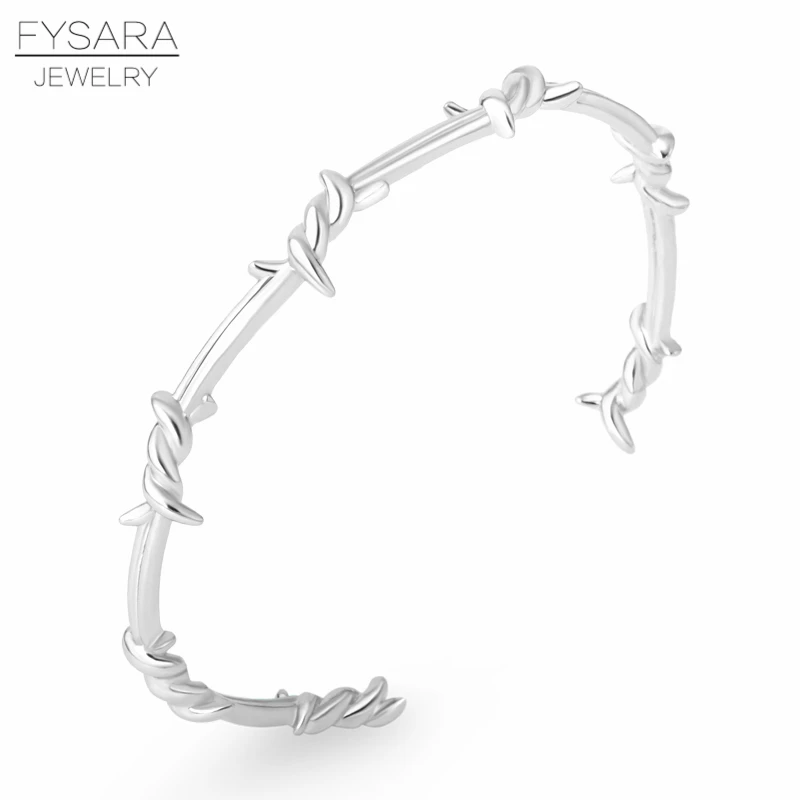 silver style1 FYSARA панк черный Открытый твист шип провода манжеты браслеты для женщин мужчин Pulsera для пары ювелирные изделия 16-20 см регулируемый размер - Окраска металла: silver style1
