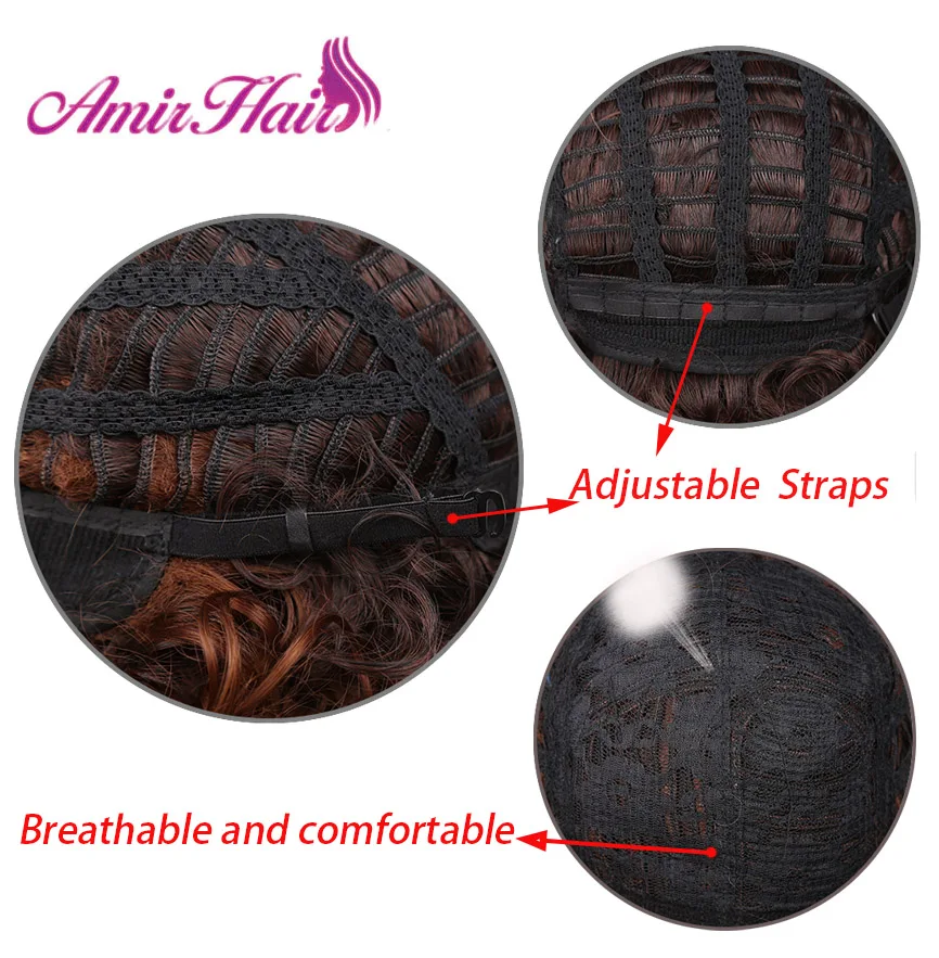 Amir short Kinky curly hair synthetic wig For African American women black Mixed Brown Heat Resistant Wigs Fiber 8 inch cosplay