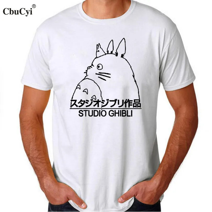 Мужская хлопковая футболка Studio Ghibli Inspired с коротким рукавом и принтом в японском
