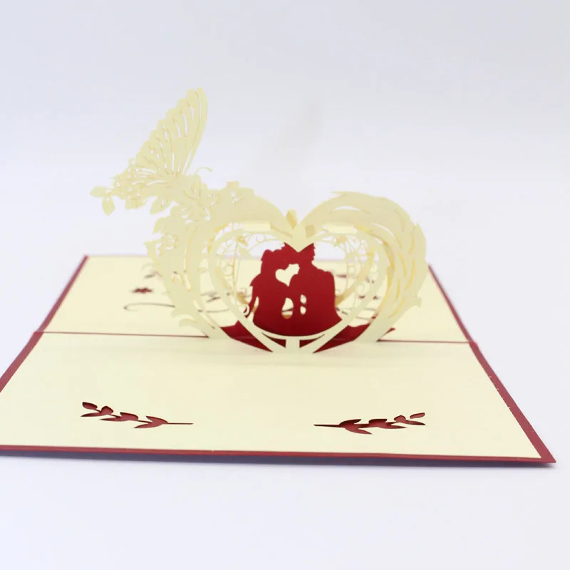 3D лазерная резка ручной работы счастливые влюбленные бумажные Пригласительные