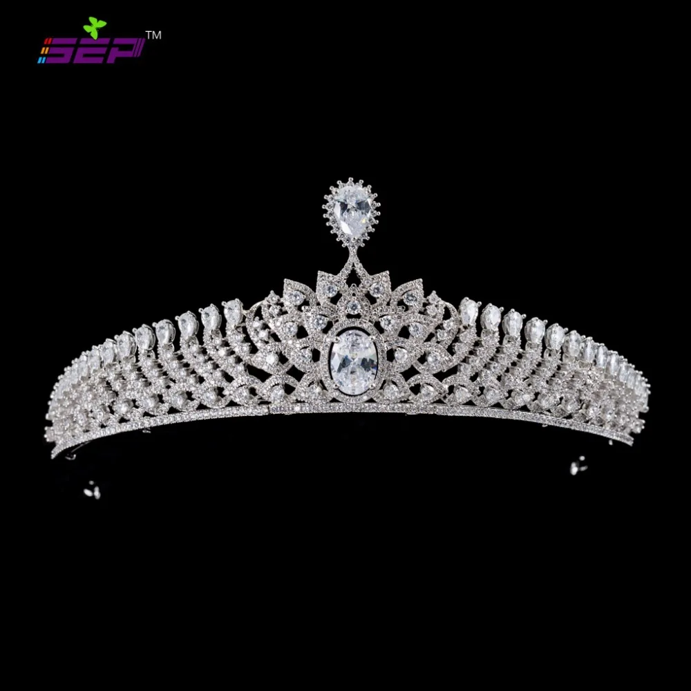 

Classic Full 5A CZ Cubic Zirconia Wedding Bride Tiara Crown Girl Hair Jewelry Accessories Rhinestone Crystals Tiaras S16413