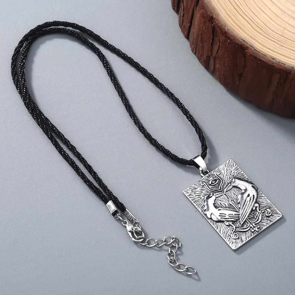 Kinitial Valknut ожерелье в стиле норвежских викингов Odin's Symbol Huginn Munin Animal Ravens