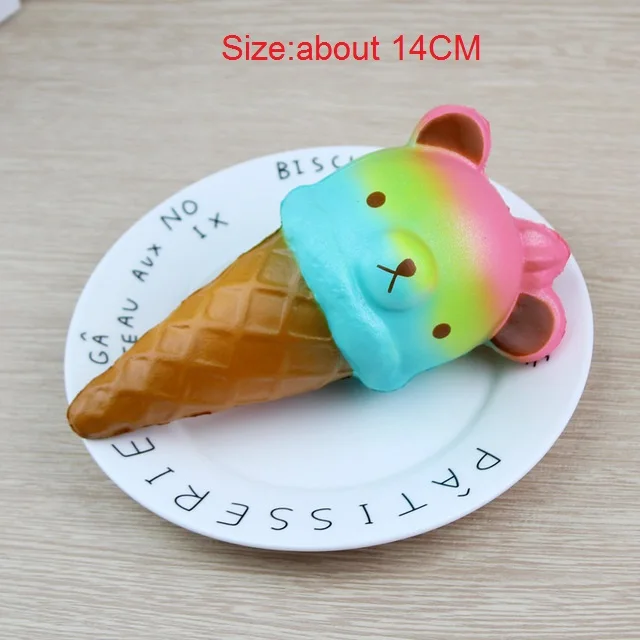 Bear Ice Cream 20 см Kawaii Милая Радужная лошадка двойная голова Медведь звезда мороженое телефон ремни для сжимания медленно распрямляющаяся Джамбо амулеты легко сдавливаемые игрушки подарок - Цвет: Bear Ice Cream