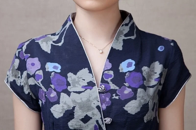 Китайские Топы Cheongsam для женщин летняя одежда Шанхай Тан Женская винтажная фольклорная рубашка женские китайские Топы TA1606