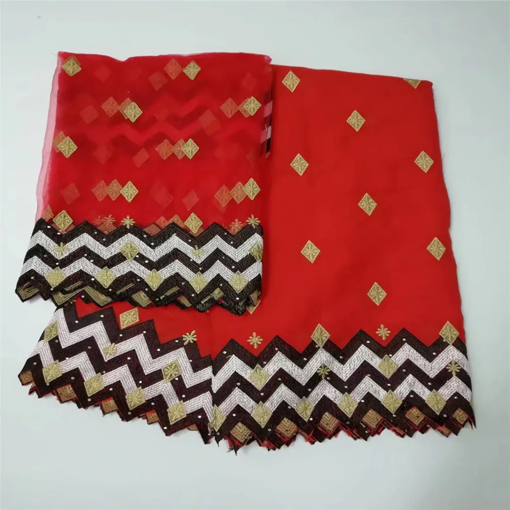 Nigerian Bazin riche fabric 5 yards+2 yards french net lace African getzner embroidered for dress HJ433-1 | Дом и сад