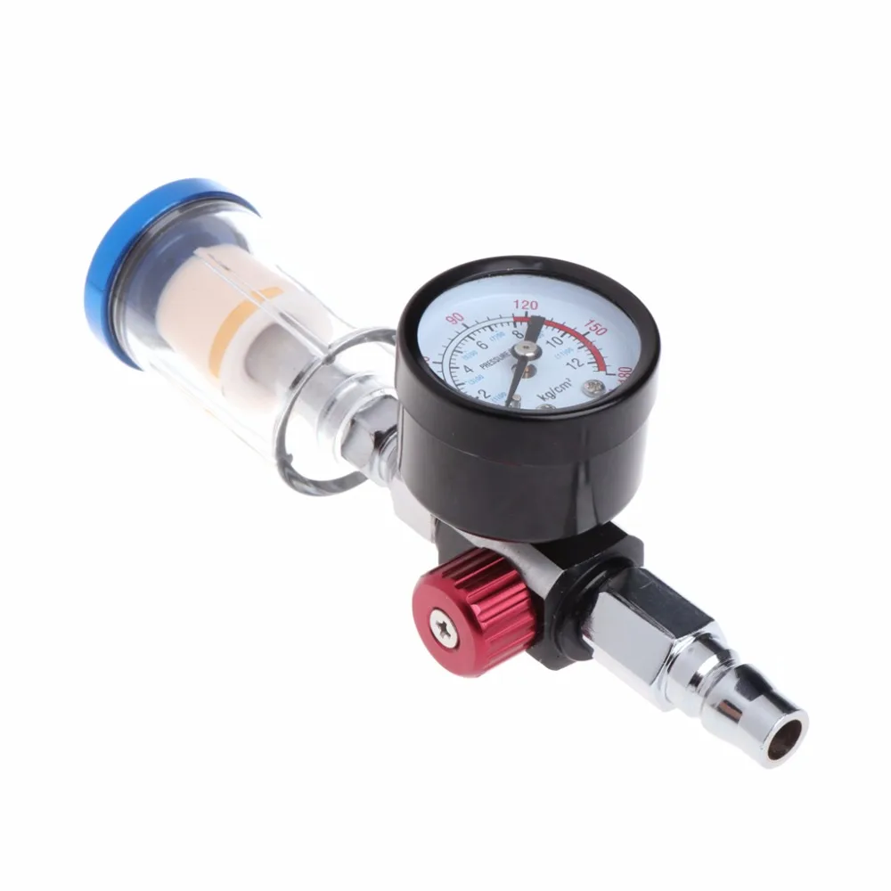 

Scratch Air Pressure Regulator Gauge Spray Gun & In-line Water Trap Filter Tool