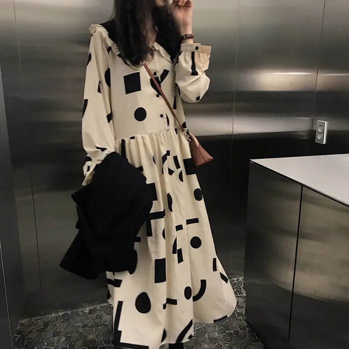 Женские платья в японском стиле Harajuku Ulzzang повседневное Свободное платье с