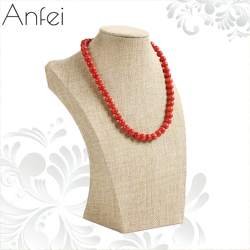 Лен бюст манекен дисплей ювелирных изделий Бюст Модель стойки кулон держатель